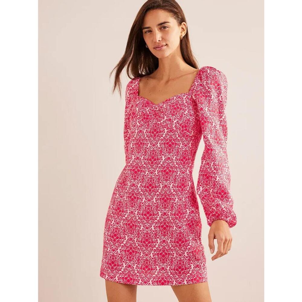 BODEN Women's Linen Mini Shift Dress Size 6L In Pink